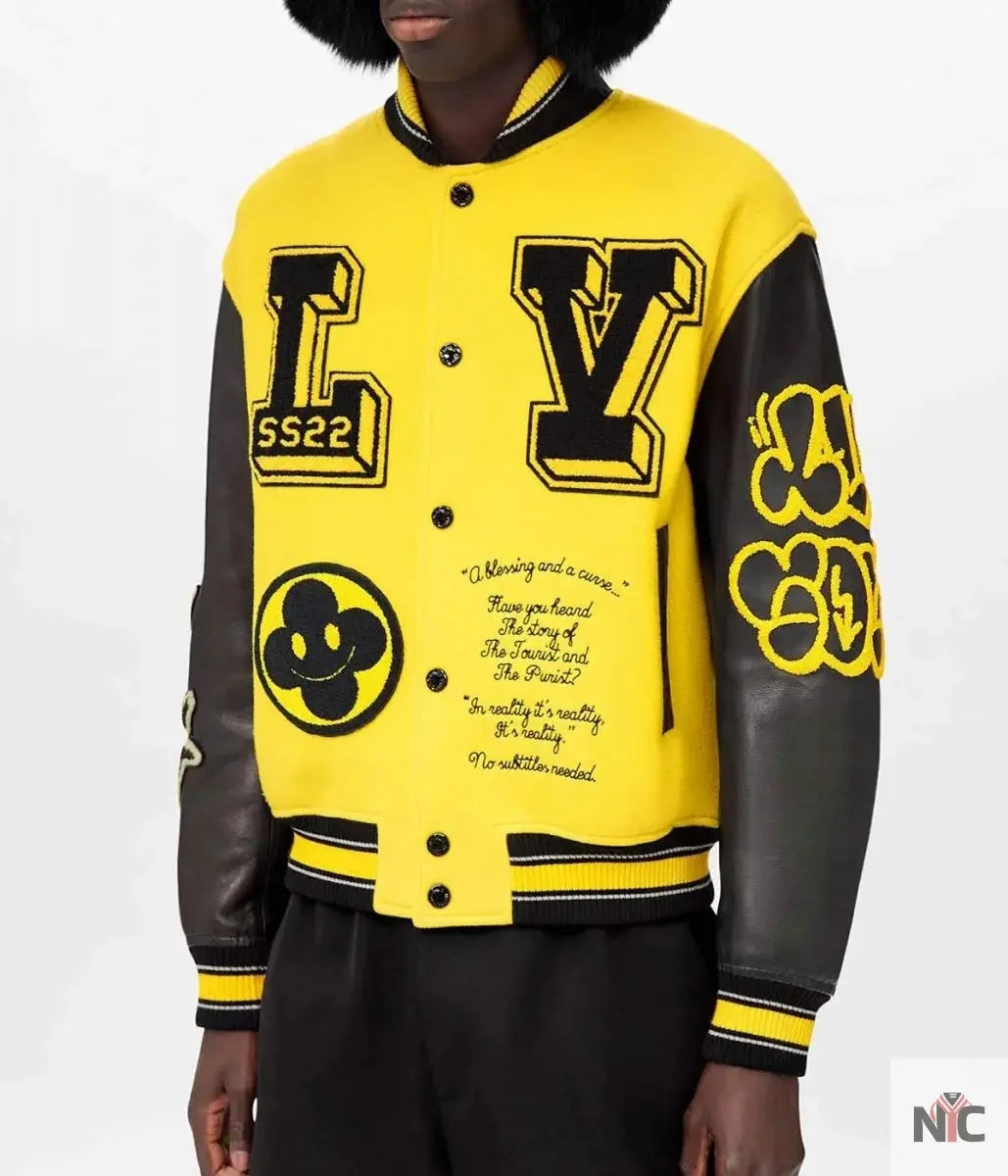 Louis Vuitton Letterman Yellow and Black Varsity Jacket NYC Jackets