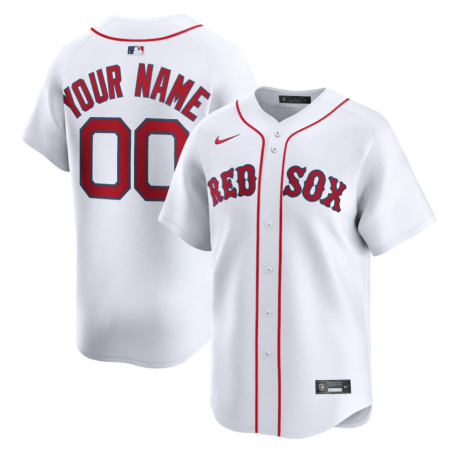 Men's Boston Red Sox Nike White Home Limited Custom Jersey Kansas Jacket