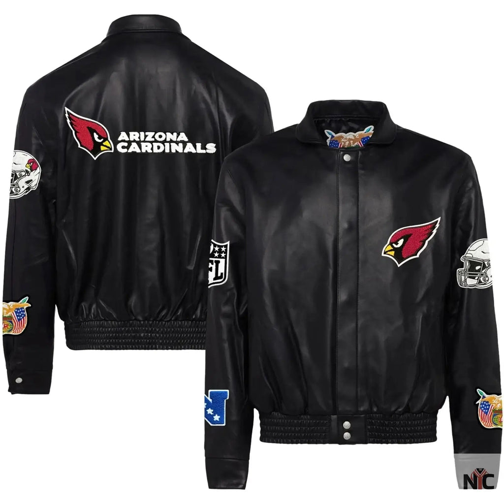 Arizona Cardinals Jeff Hamilton Leather Varsity Jacket NYC Jackets