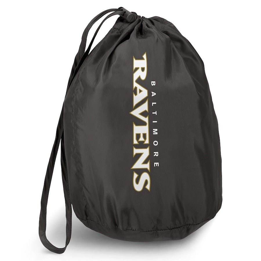 Baltimore Ravens NFL x Darius Rucker Collection Black Packable Full-Zip Vest with Travel Bag Jacket99