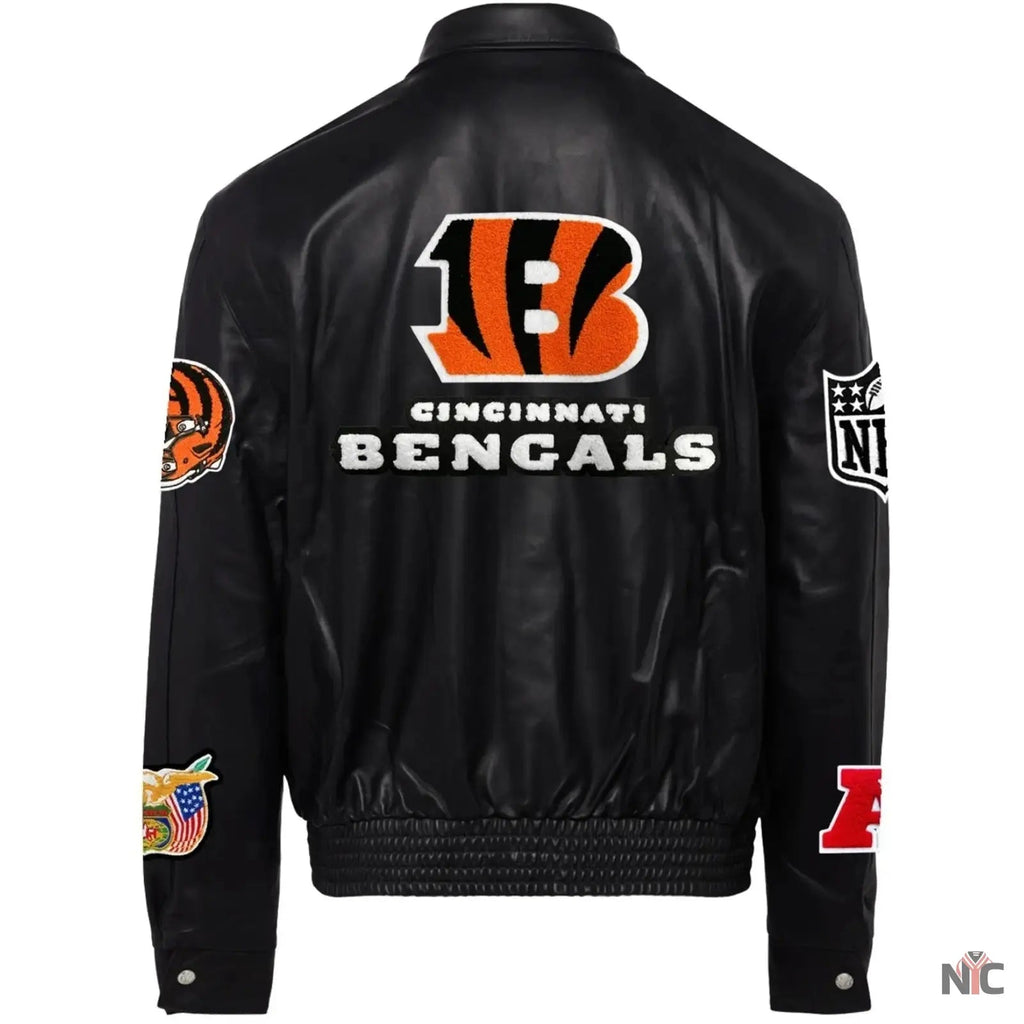 Cincinnati Bengals Jeff Hamilton Leather Varsity Jacket NYC Jackets