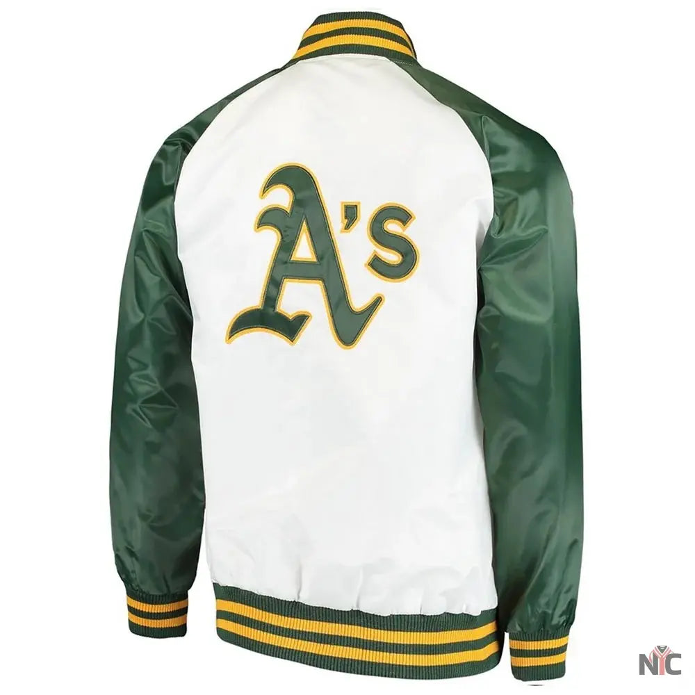 Clean-Up Hitter Oakland Athletics White and Green Jacket NYC Jackets