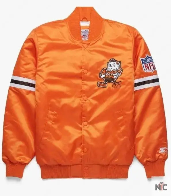 Cleveland Brown Starter Gridson Satin Jacket NYC Jackets