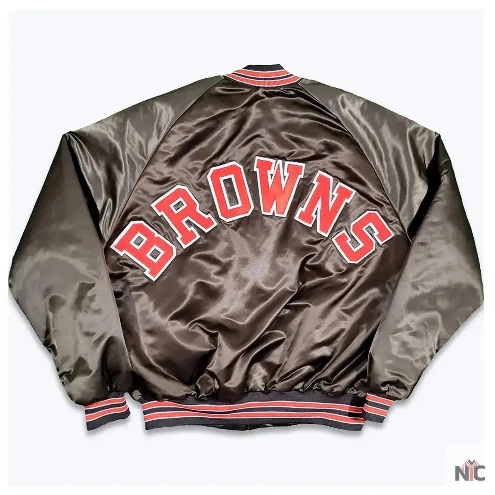 Cleveland Browns 80s Bomber Satin Jacket NYC Jackets