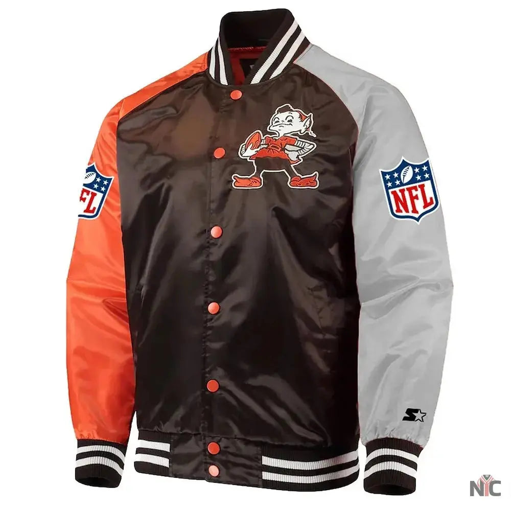 Cleveland Browns Lead Off Varsity Satin Jacket NYC Jackets