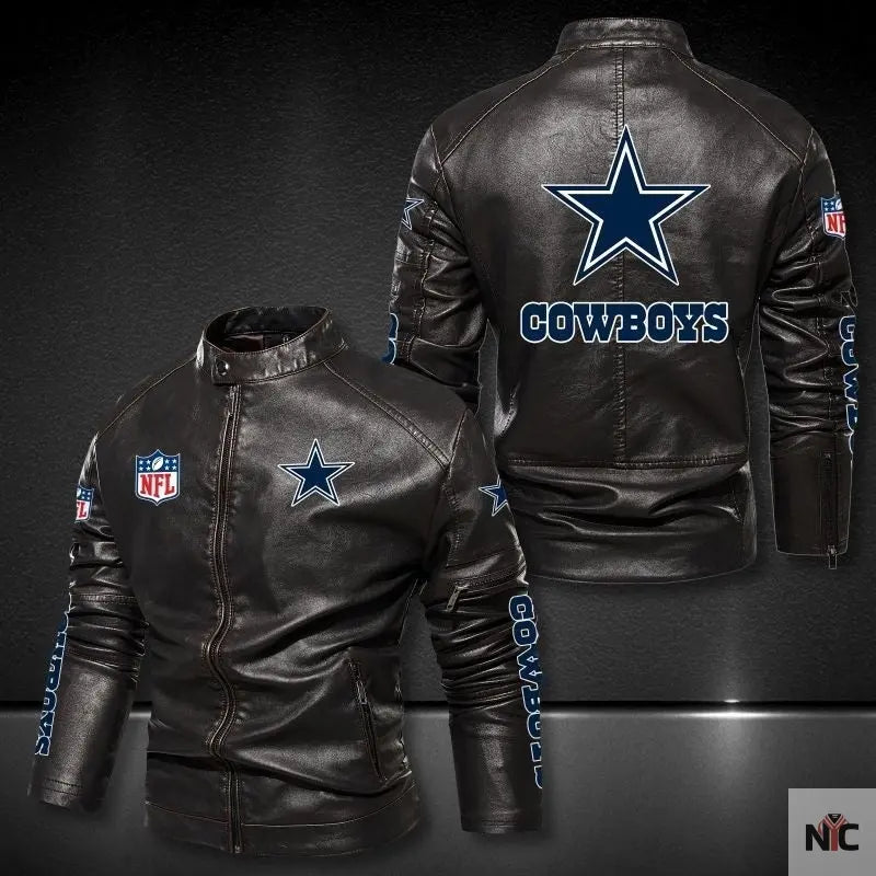 Dallas Cowboys Black Leather Jacket NYC Jackets
