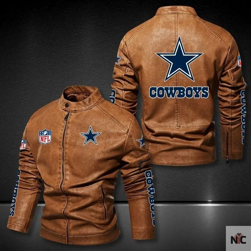 Dallas Cowboys Black Leather Jacket NYC Jackets