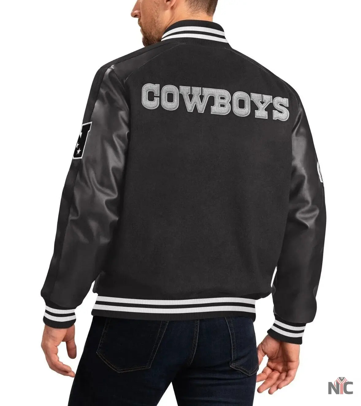 Dallas Cowboys Black Quicksnap Varsity Jacket NYC Jackets