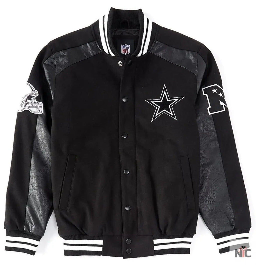 Dallas Cowboys Black Quicksnap Varsity Jacket NYC Jackets