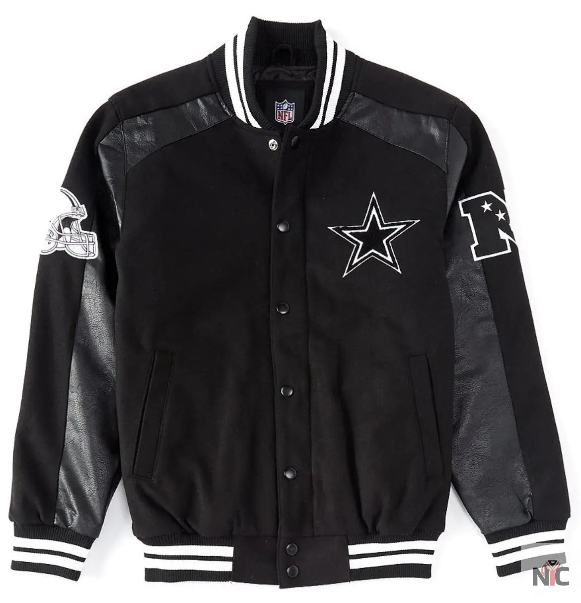 Dallas Cowboys Black Quicksnap Varsity Jacket NYC Jackets