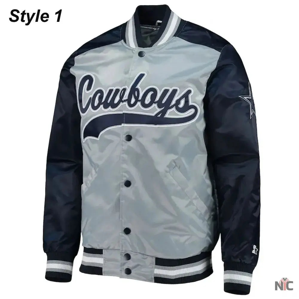 Dallas Cowboys The Tradition II Satin Blue and Grey Jacket NYC Jackets