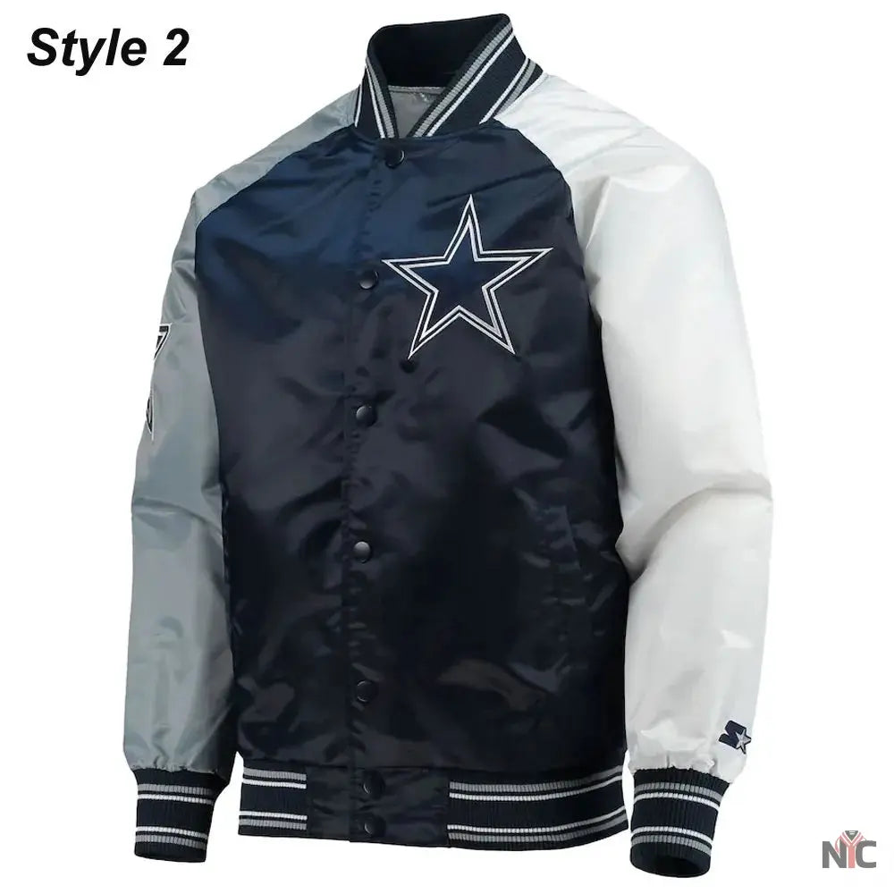 Dallas Cowboys The Tradition II Satin Blue and Grey Jacket NYC Jackets