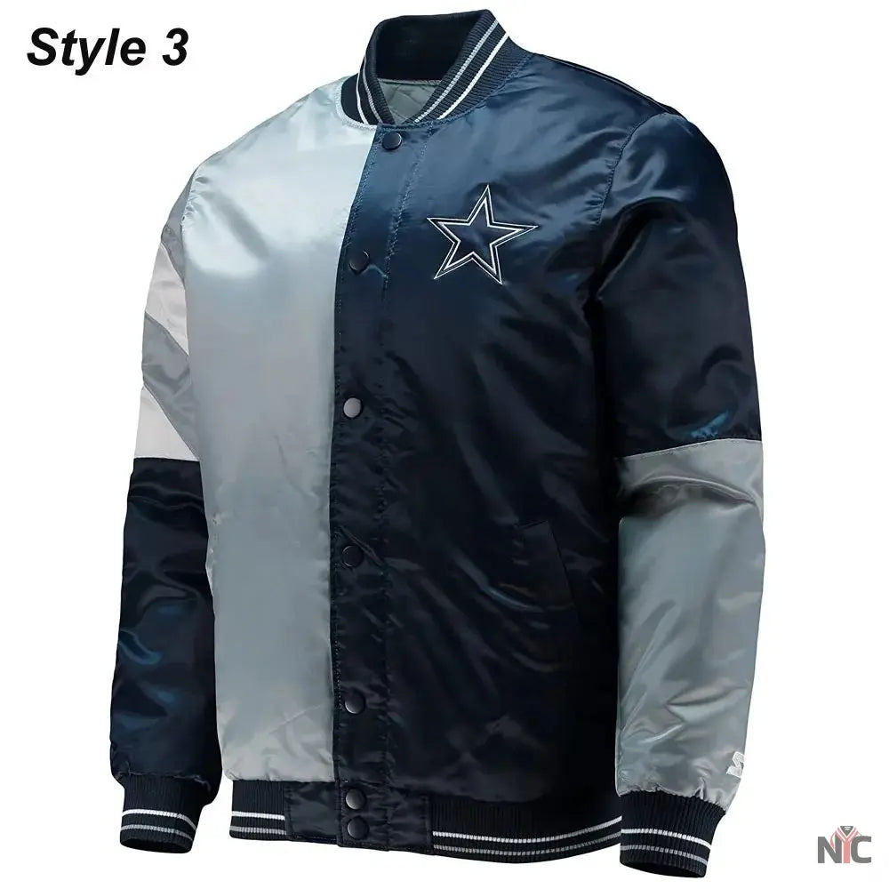 Dallas Cowboys The Tradition II Satin Blue and Grey Jacket NYC Jackets