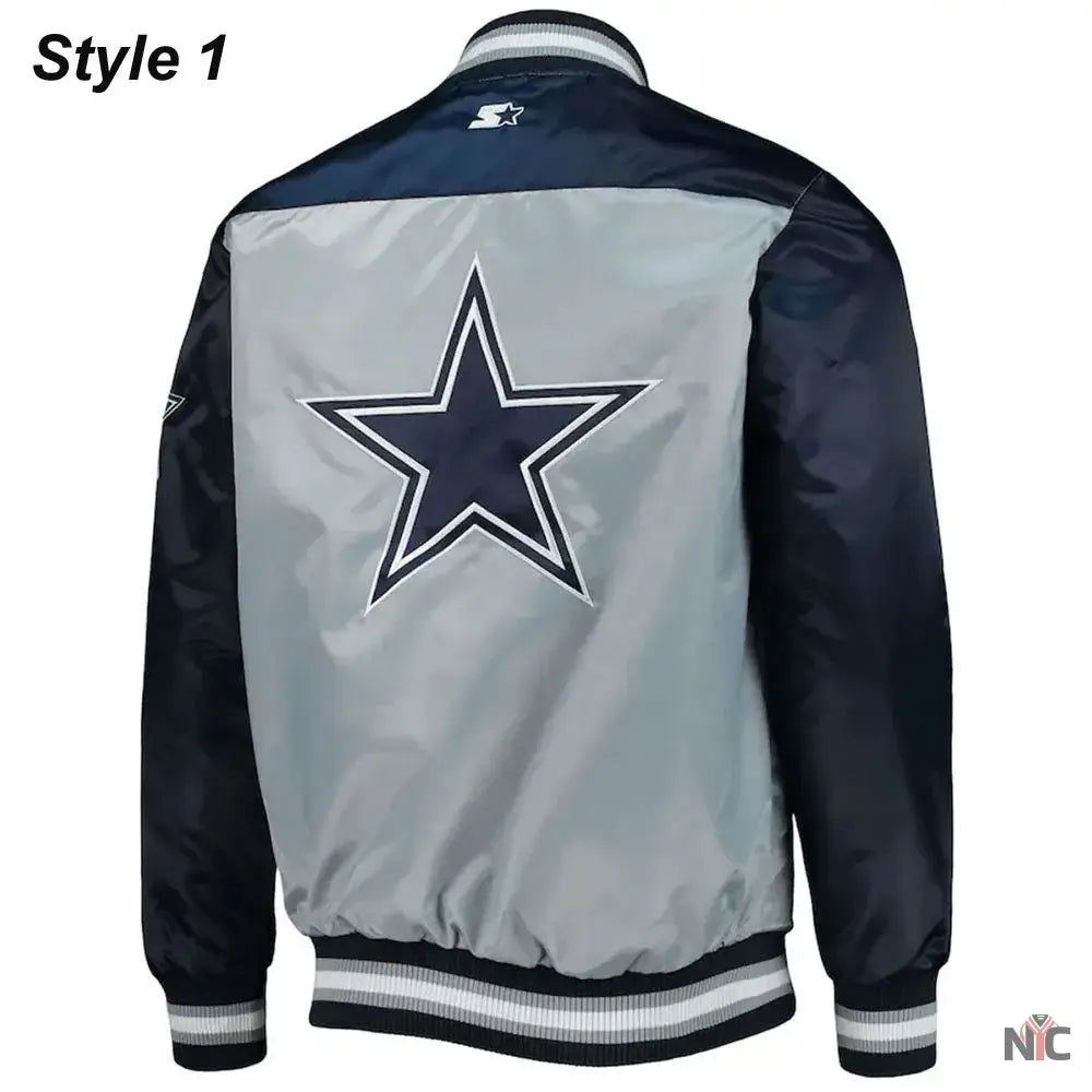 Dallas Cowboys The Tradition II Satin Blue and Grey Jacket NYC Jackets