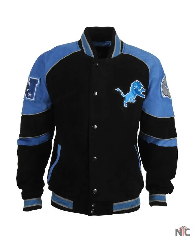 Detroit Lions Black G-III Suede Jacket NYC Jackets