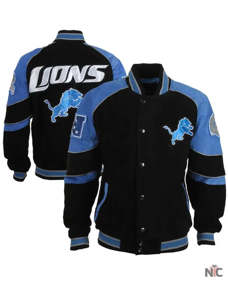 Detroit Lions Black G-III Suede Jacket NYC Jackets