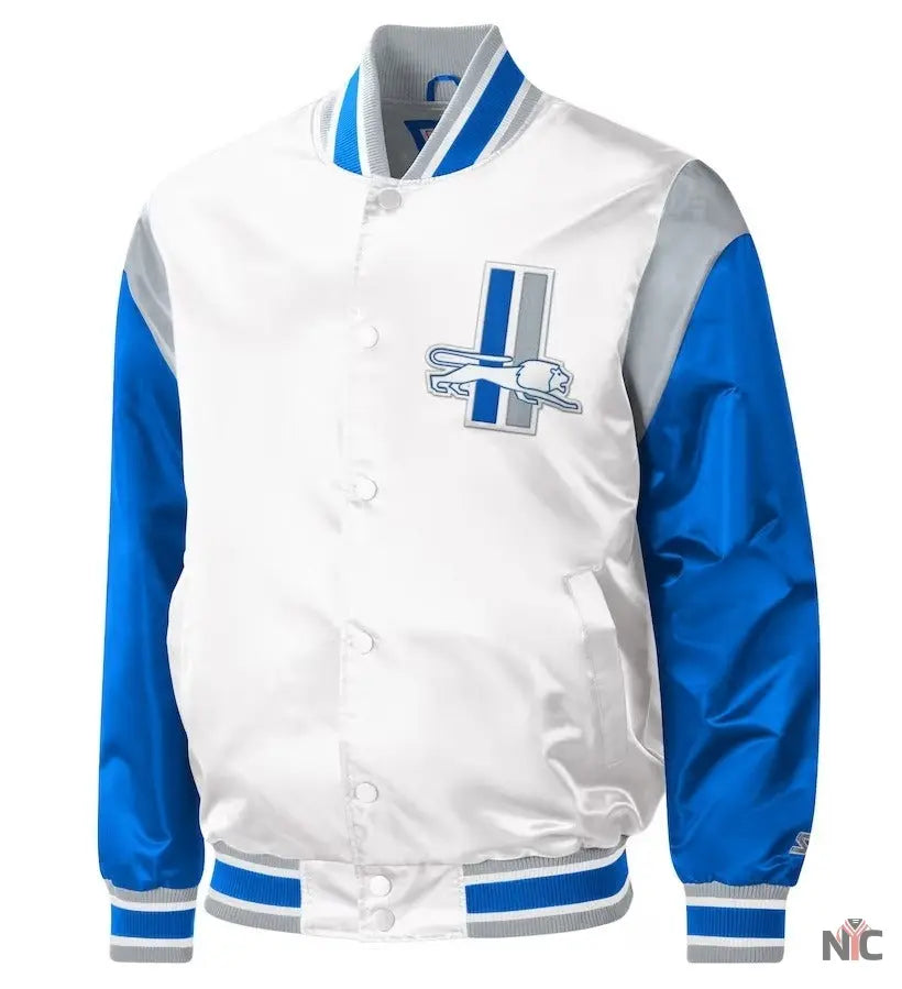Detroit Lions Clean Up Throwback Satin Jacket NYC Jackets