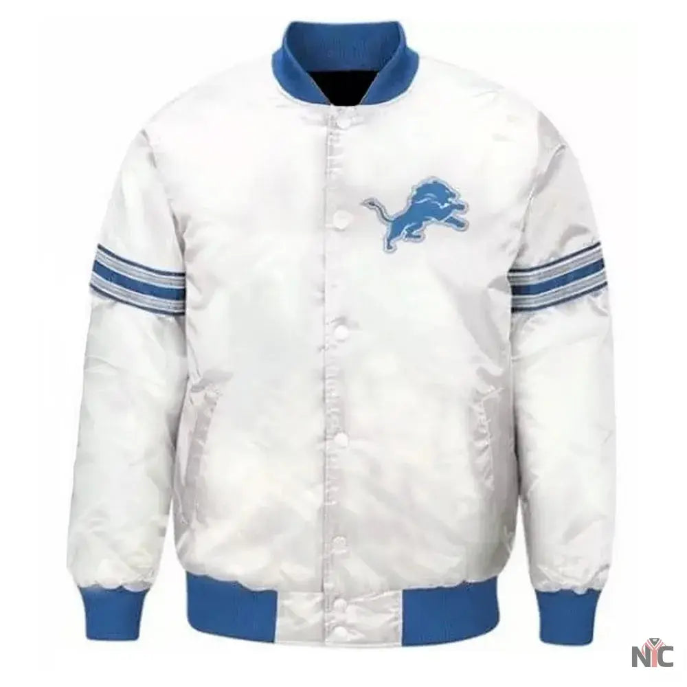 Detroit Lions Striped Bomber Jacket NYC Jackets