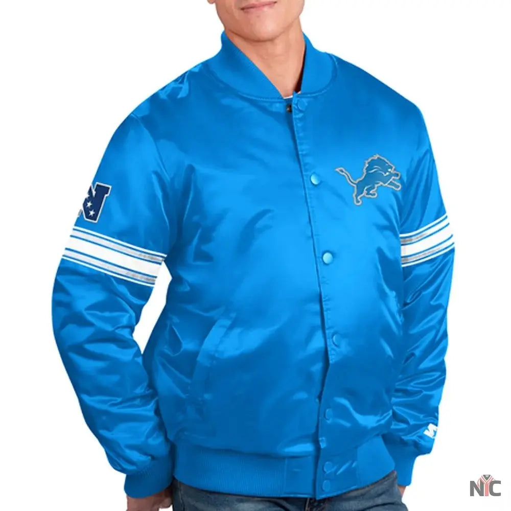 Detroit Lions Striped Bomber Jacket NYC Jackets