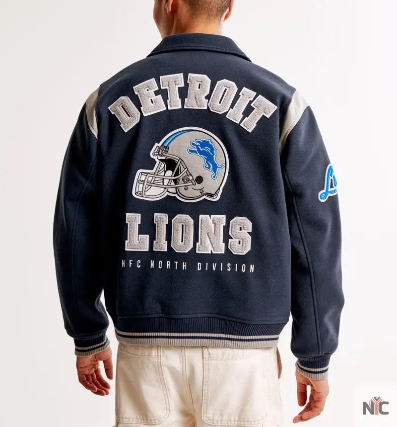 Detroit Lions Varsity Bomber Jacket NYC Jackets