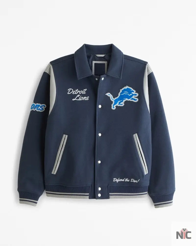 Detroit Lions Varsity Bomber Jacket NYC Jackets