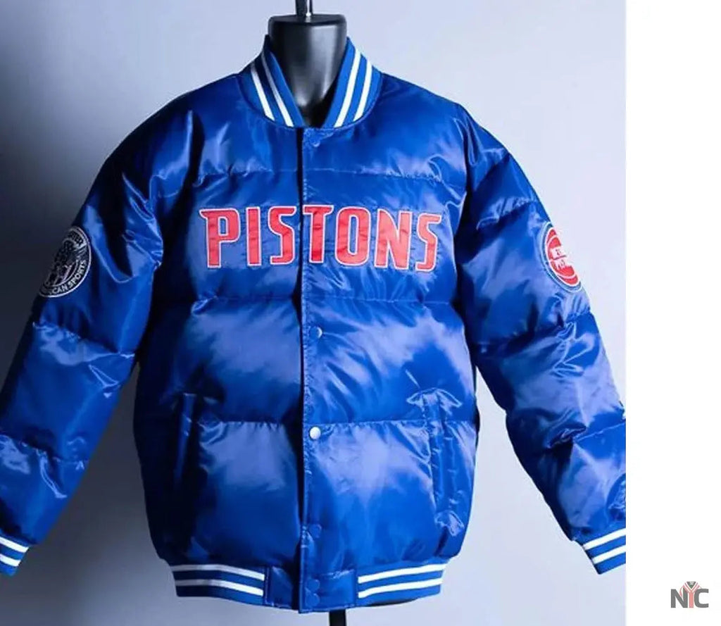 Detroit Pistons Blue Down Bubble Jacket NYC Jackets