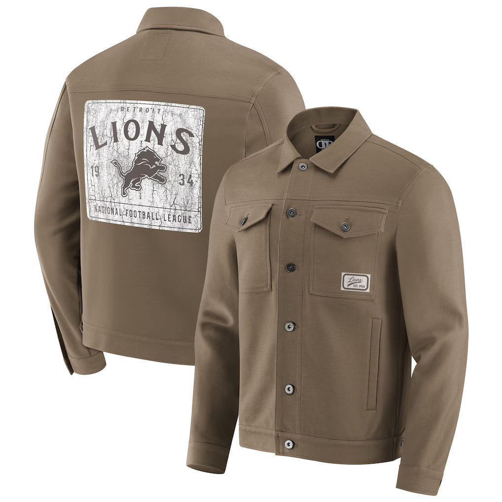Detroit Lions NFL x Darius Rucker Collection Trucker Full-Snap Jacket Jacket99