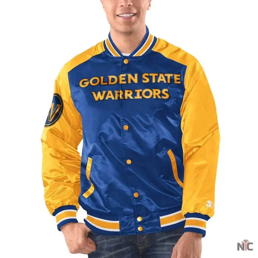 Golden State Warriors Renegade Satin Varsity Jacket NYC Jackets