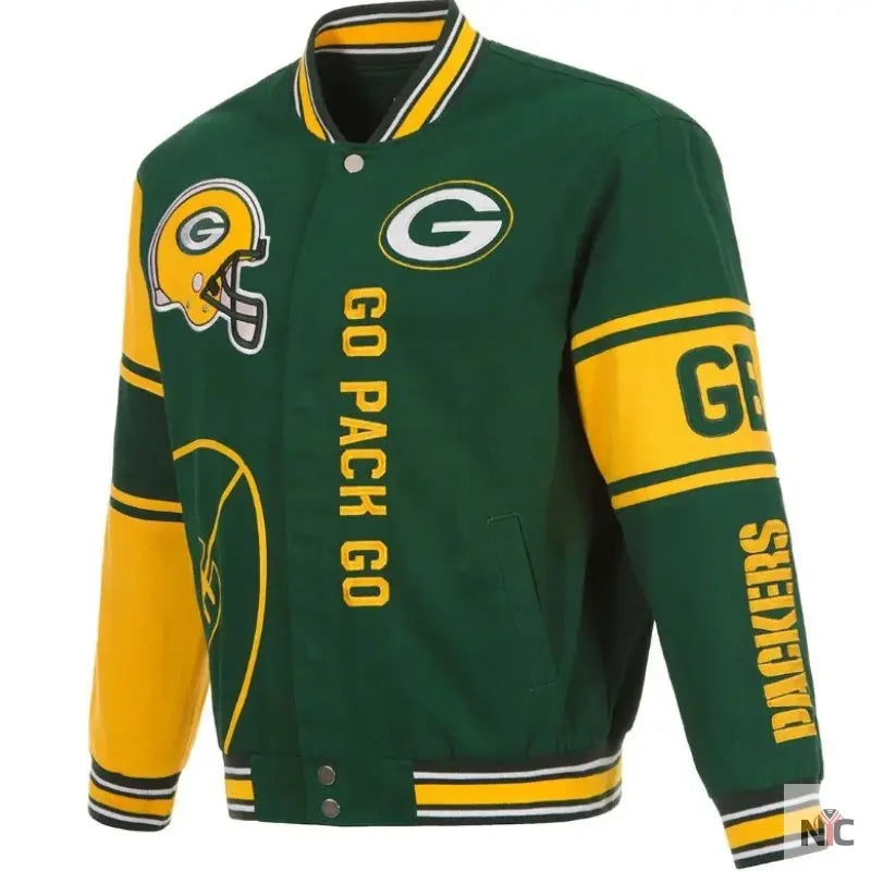 Green Bay Packers Green & Yellow Varsity Jacket NYC Jackets