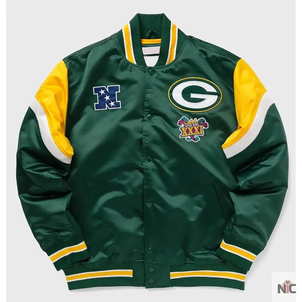 Green Bay Packers Heavyweight Green Satin Jacket NYC Jackets