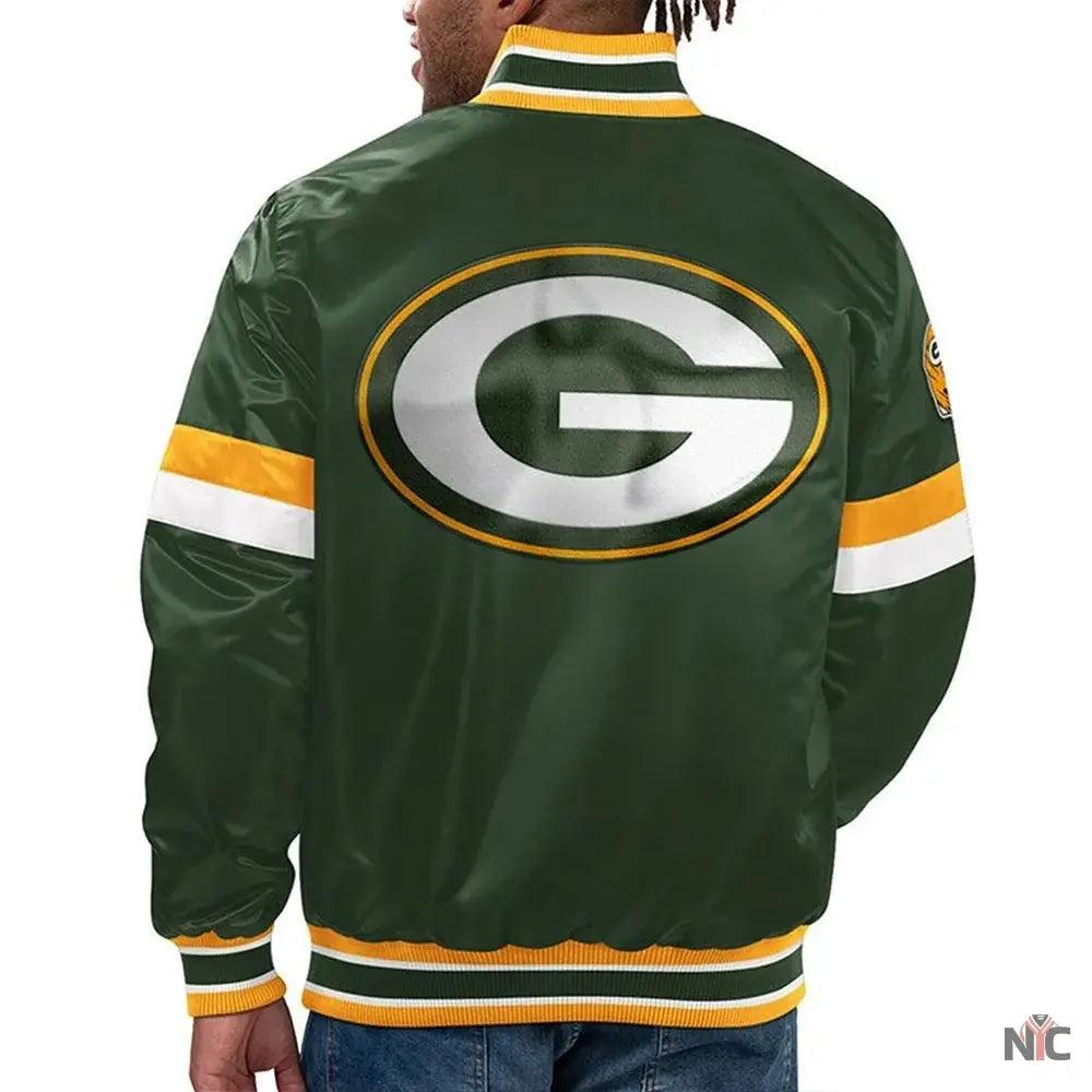 Green Bay Packers Home Game Green Satin Jacket NYC Jackets
