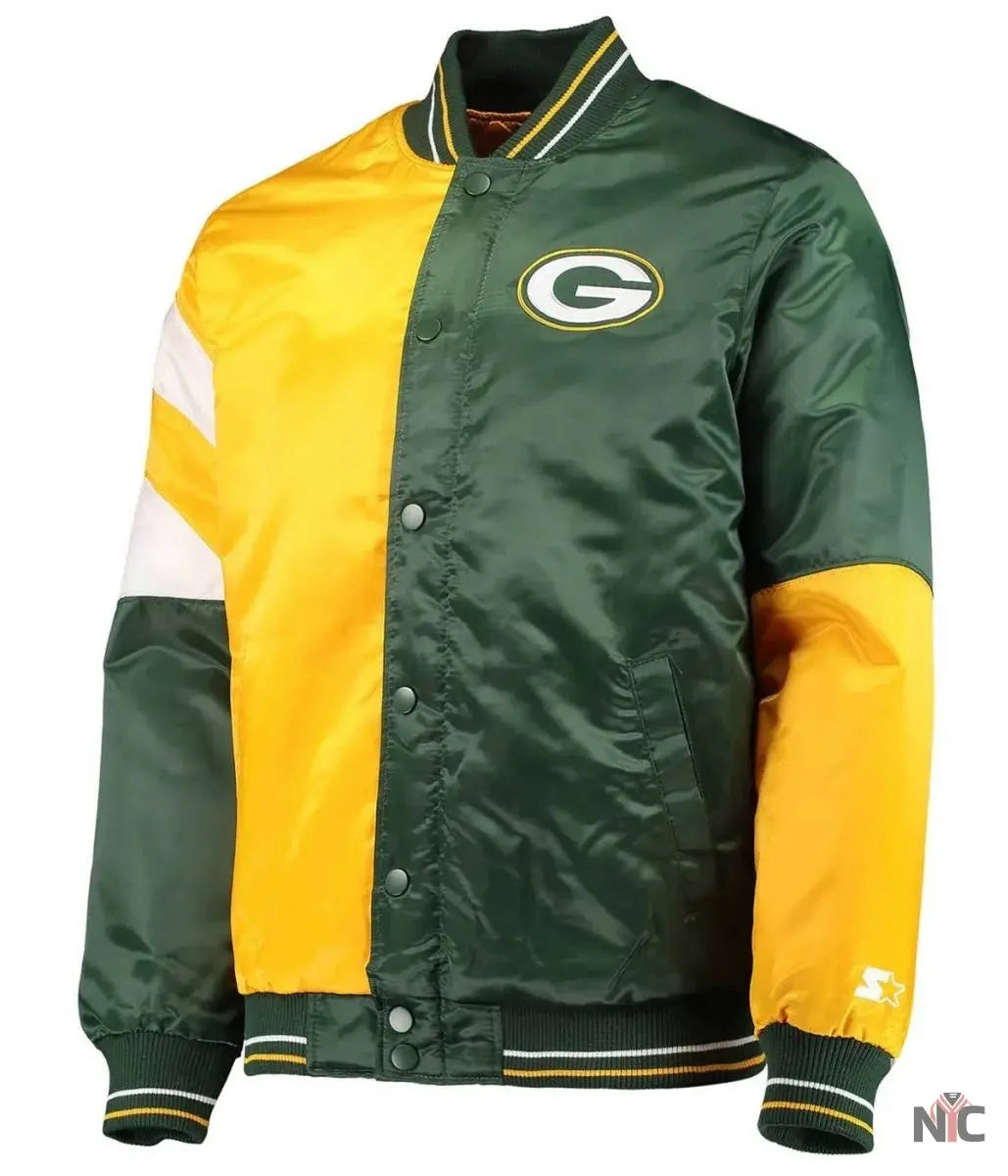 Green Bay Packers Leader Satin Full-Snap Jacket NYC Jackets
