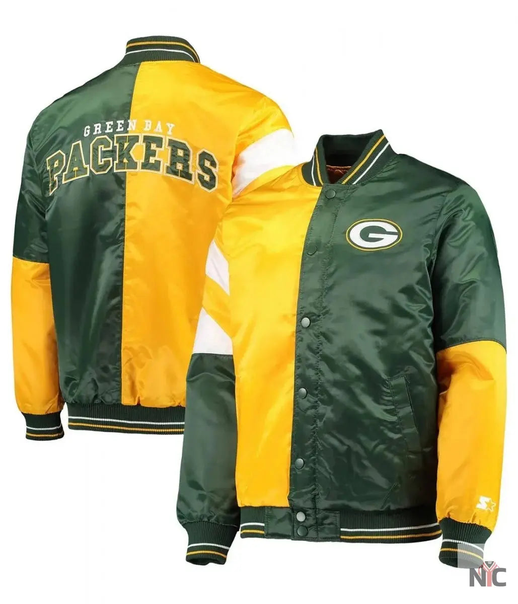 Green Bay Packers Leader Satin Full-Snap Jacket NYC Jackets