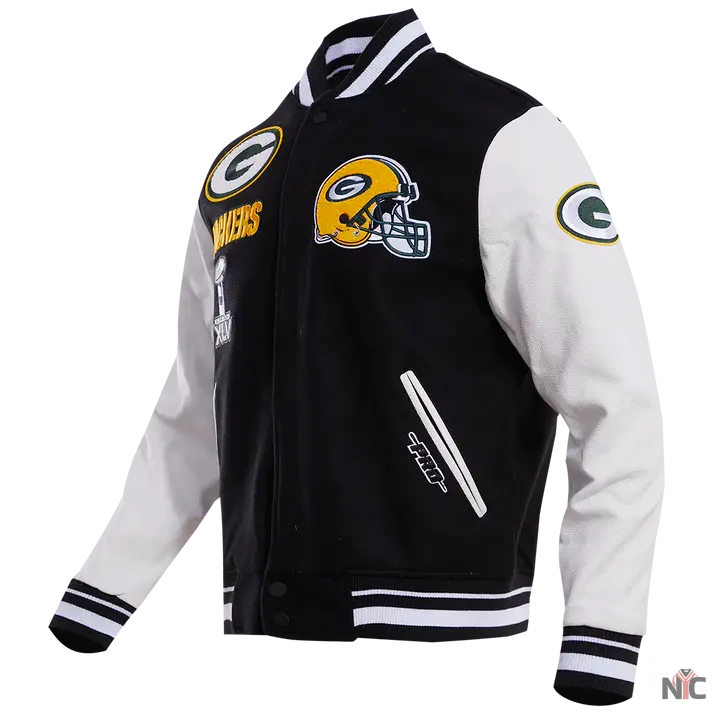 Green Bay Packers Mash Up Wool Varsity Jacket NYC Jackets