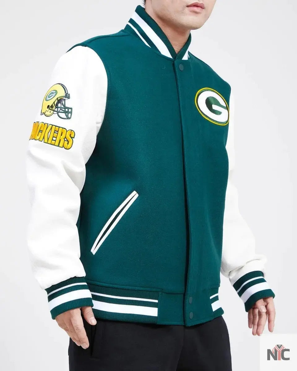Green Bay Packers Old English Wool Varsity Jacket NYC Jackets