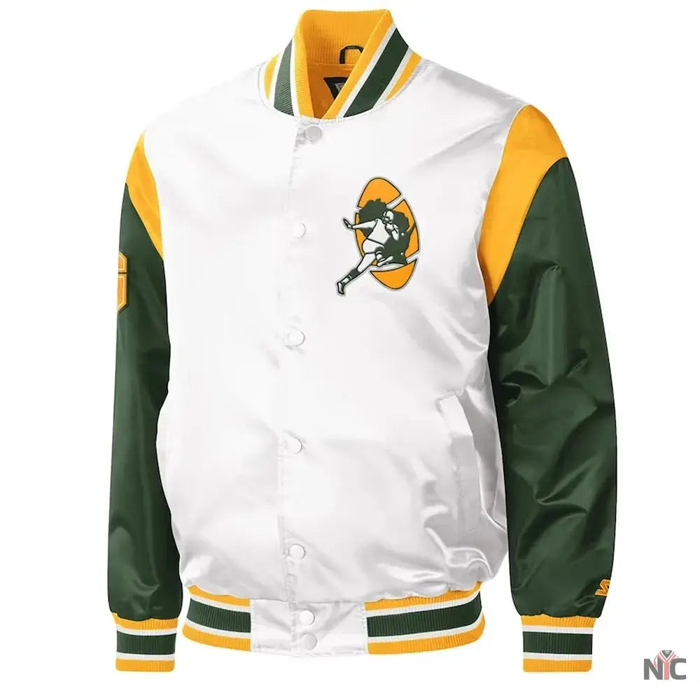 Green Bay Packers Throwback Warm Up Pitch Jacket NYC Jackets