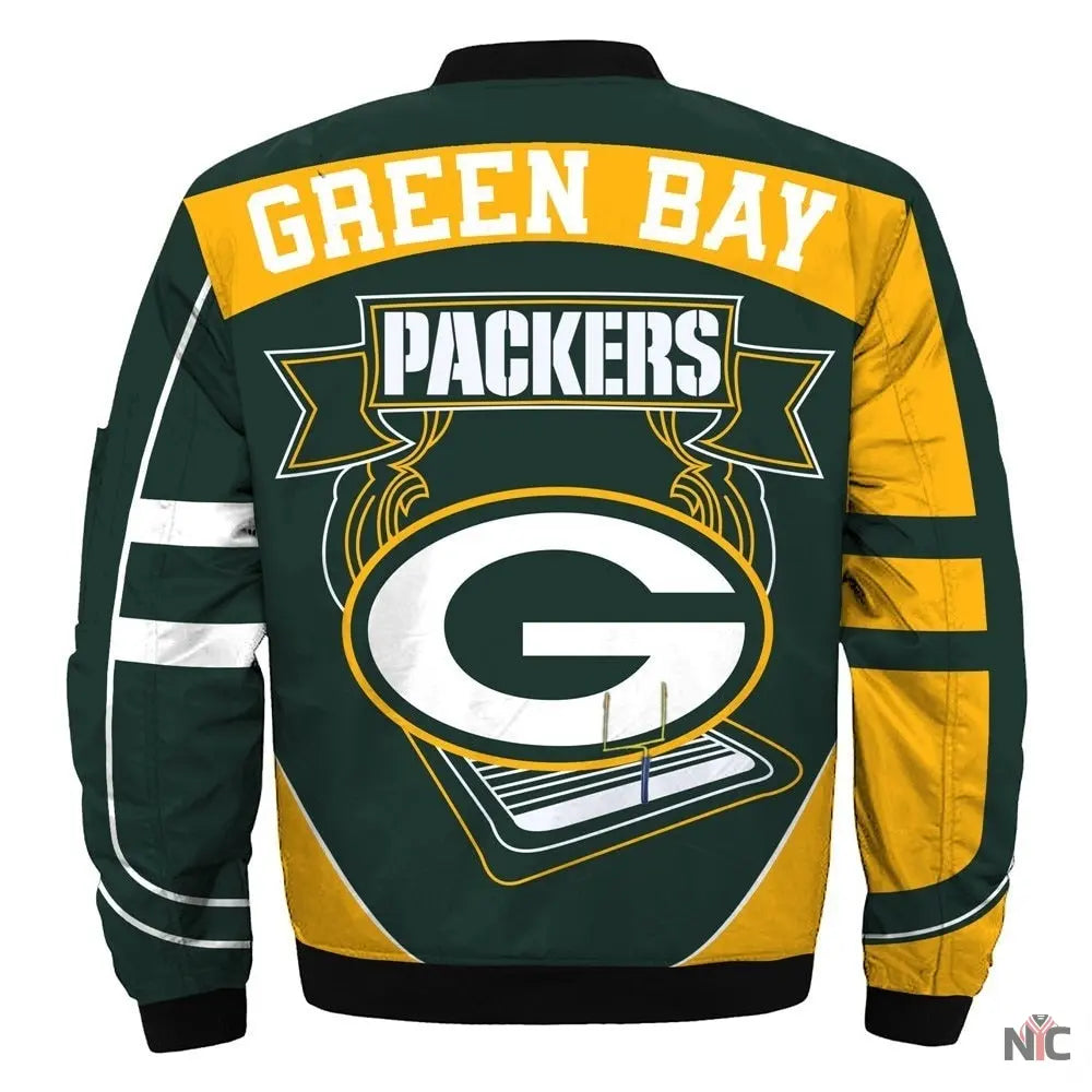 Green Bay Packers Yellow and Green Bomber Jacket NYC Jackets