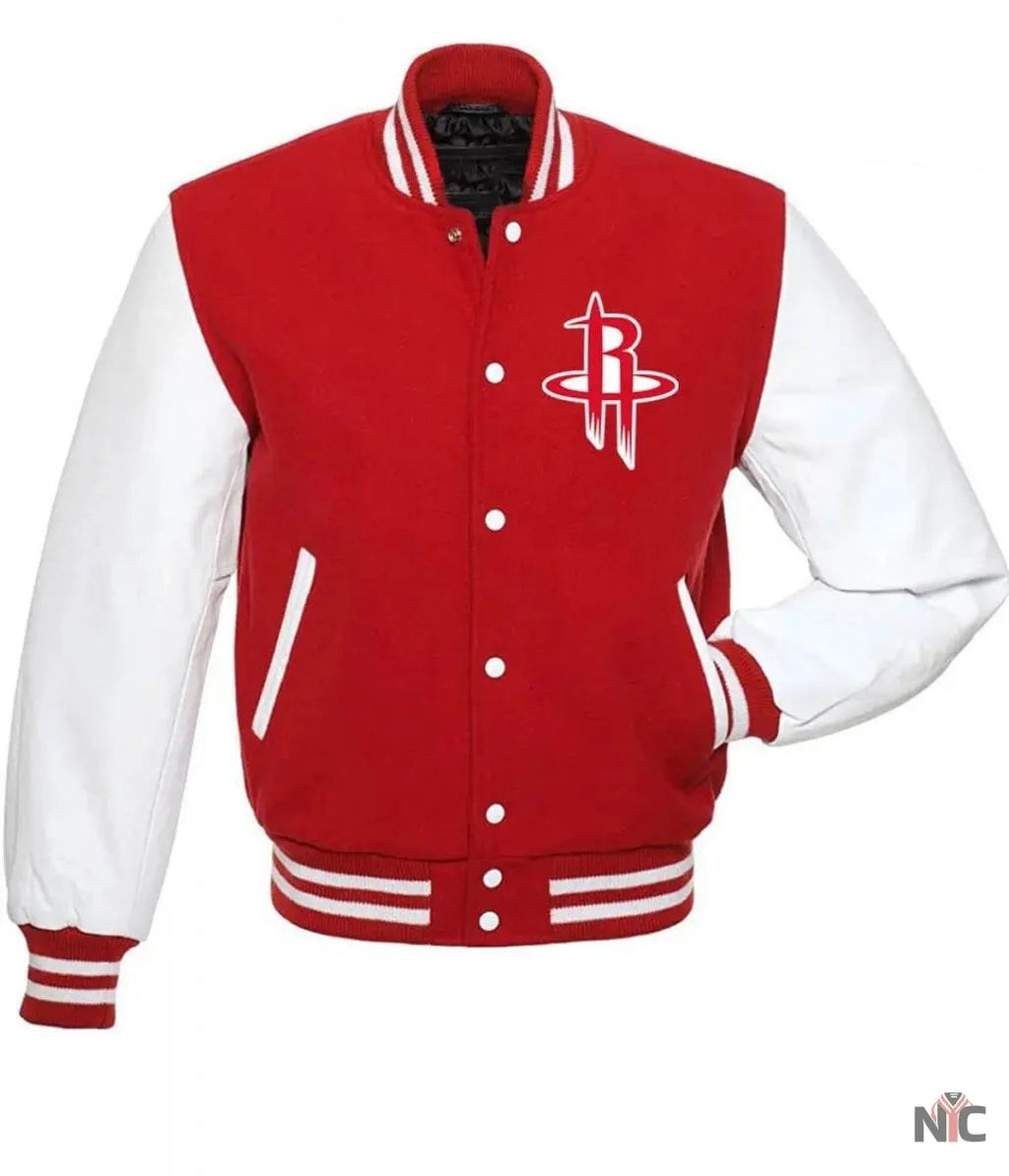 Houston Rockets NBA Letterman Red and White Jacket NYC Jackets