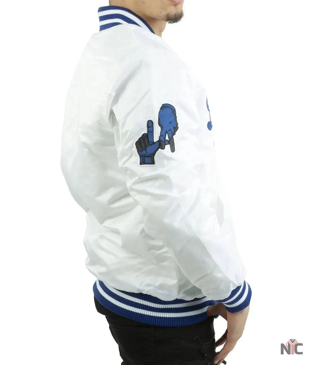 LA Dodgers National Blue Satin Varsity Jacket NYC Jackets