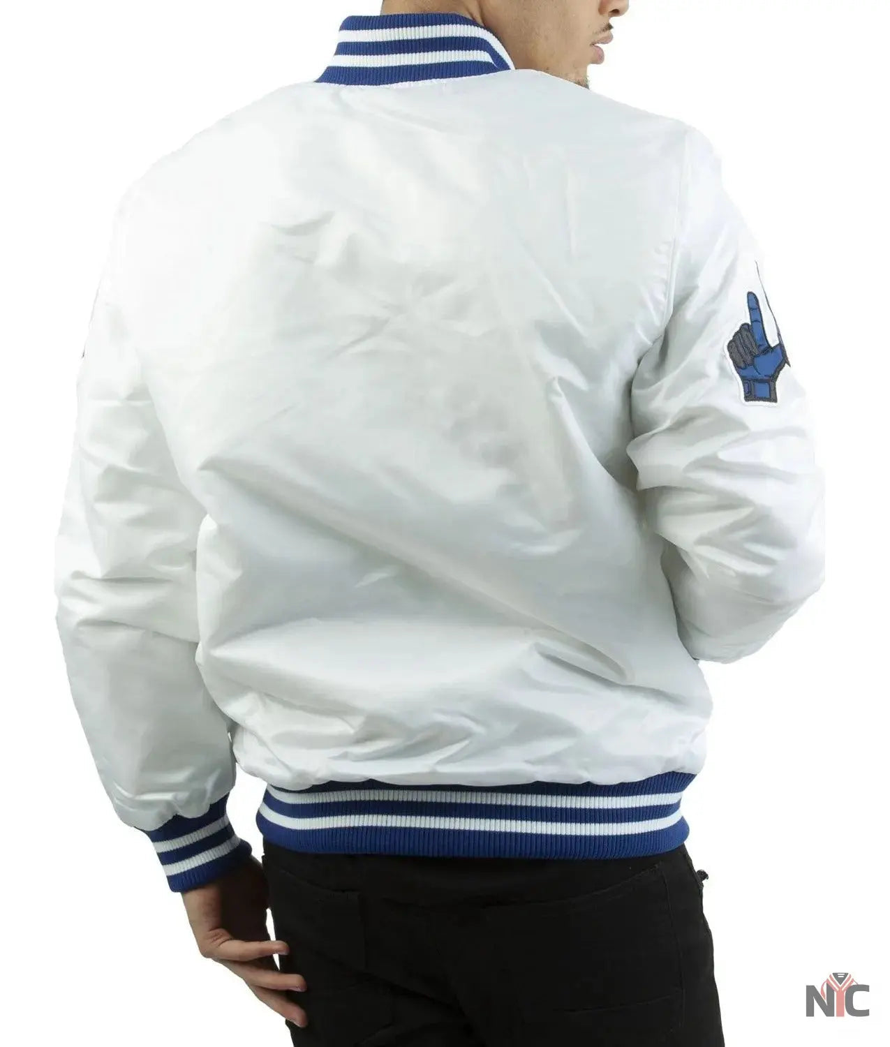 LA Dodgers National Blue Satin Varsity Jacket NYC Jackets