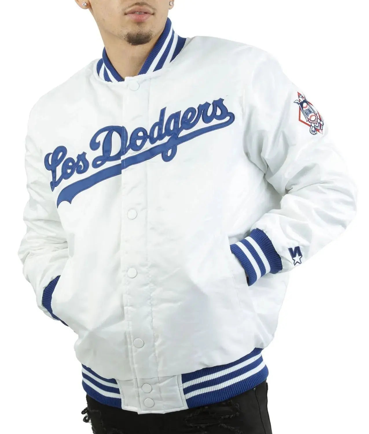 LA Dodgers National Blue Satin Varsity Jacket NYC Jackets