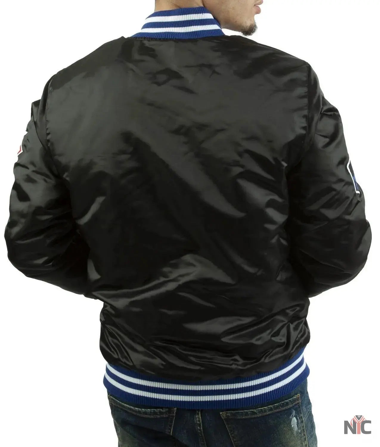 LA Dodgers National Blue Satin Varsity Jacket NYC Jackets