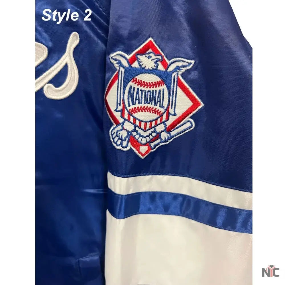 LA Dodgers National Blue Satin Varsity Jacket NYC Jackets
