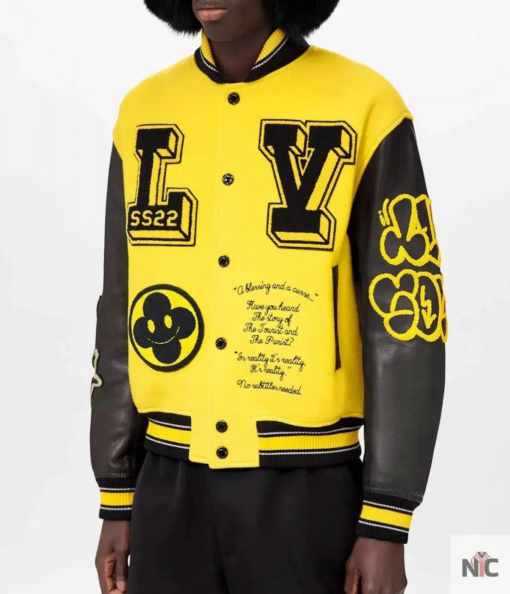 Louis Vuitton Letterman Yellow and Black Varsity Jacket NYC Jackets