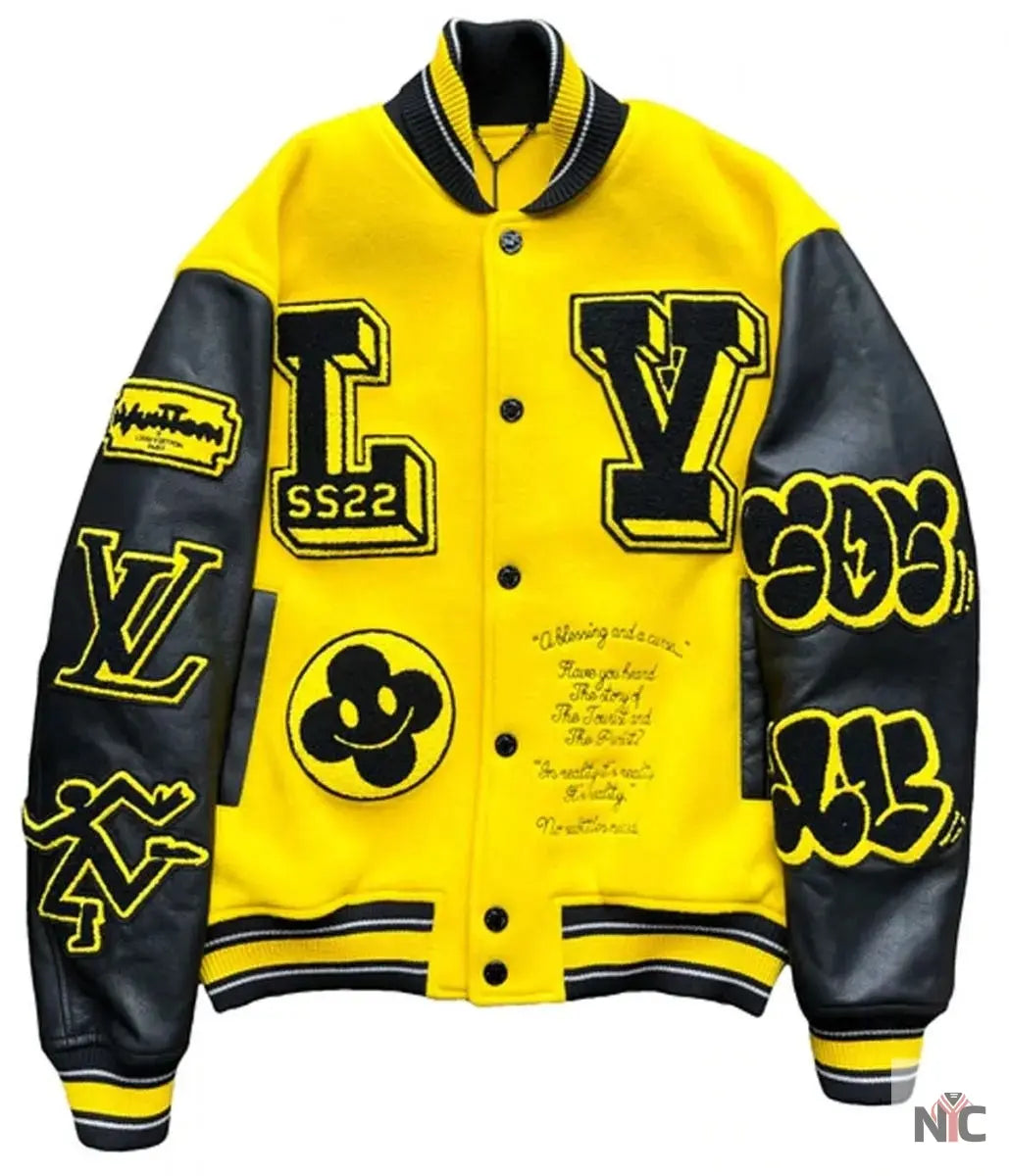 Louis Vuitton Letterman Yellow and Black Varsity Jacket NYC Jackets