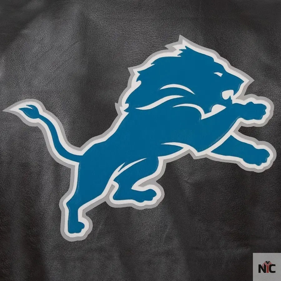 Men’s Jh Design Detroit Lions Black Leather Jacket NYC Jackets
