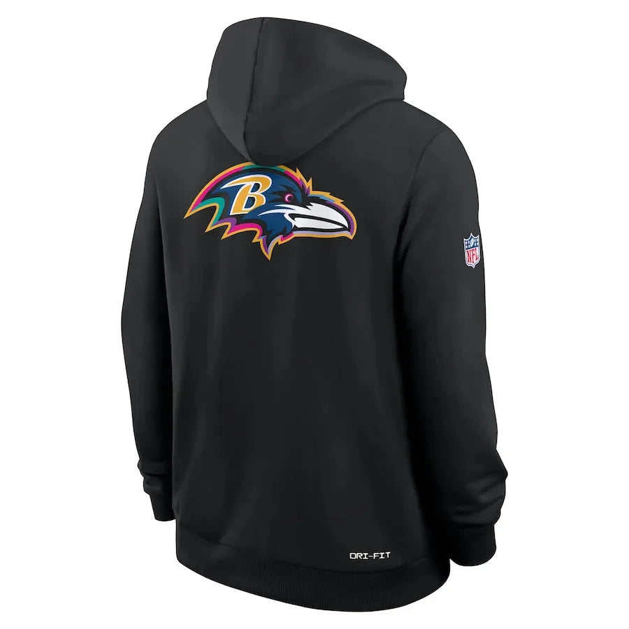 Baltimore Ravens Nike Black 2025 NFL Crucial Catch Sideline Standard Issue Dri-FIT Hoodie Jacket99