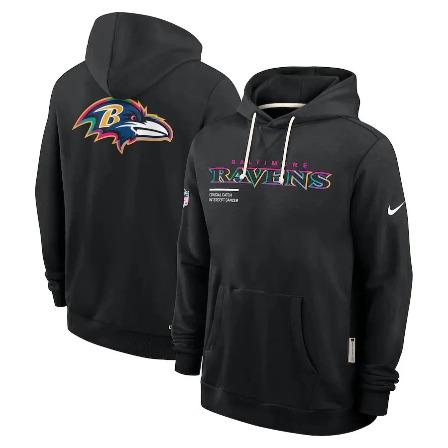 Baltimore Ravens Nike Black 2025 NFL Crucial Catch Sideline Standard Issue Dri-FIT Hoodie Jacket99