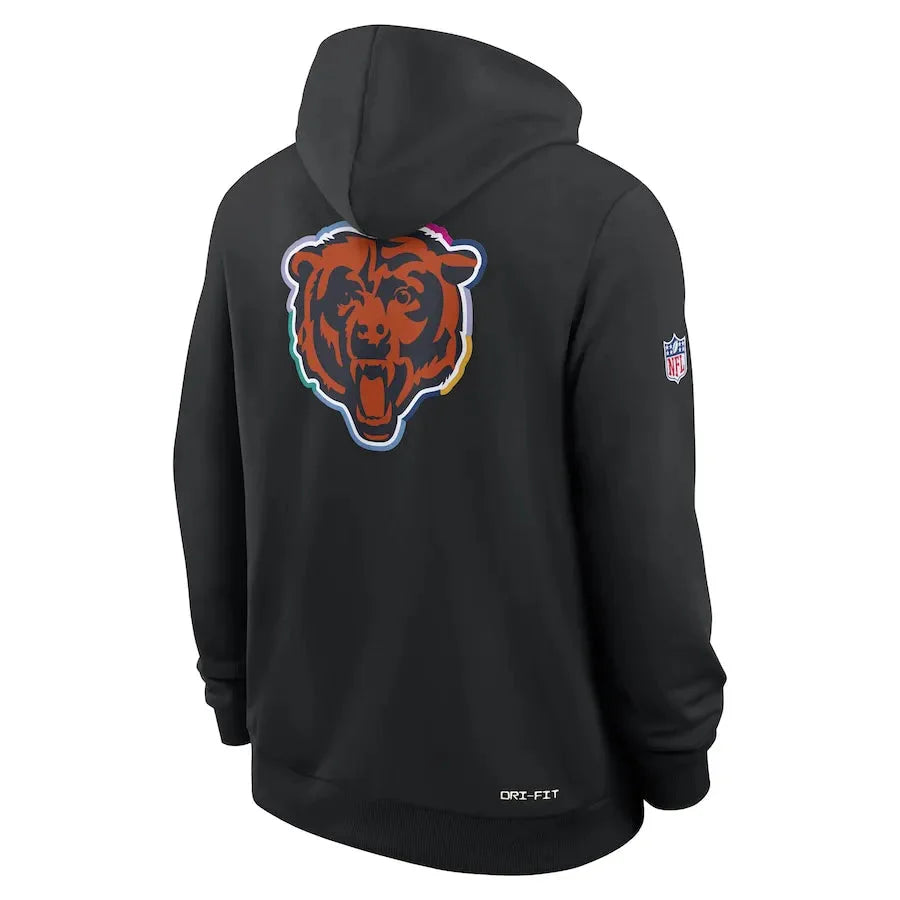 Chicago Bears Nike Black 2025 NFL Crucial Catch Sideline Standard Issue Dri-FIT Hoodie Jacket99