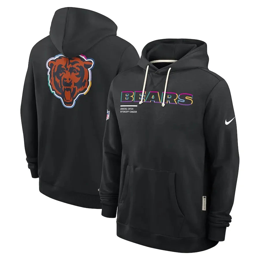 Chicago Bears Nike Black 2025 NFL Crucial Catch Sideline Standard Issue Dri-FIT Hoodie Jacket99